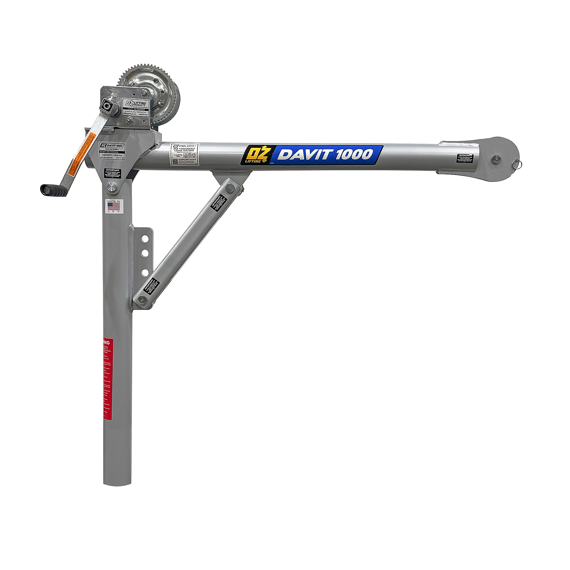 OZ Lifting Products Davit 1000 Crane, Crane Only, 1000-Lb. Capacity, 60in. Height, Model# OZ1000DAV